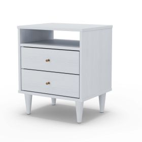 Rustic White 2 Drawer Nightstand