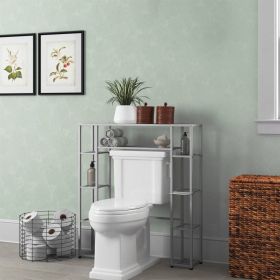 38.75" Steel Over Toilet Storage Shelf Silver