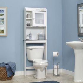 White Over Toilet Bathroom Cabinet with Adjustable Shelves