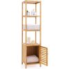 Slim Bamboo Storage Tower Shelf with Cabinet