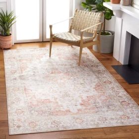 3x5 Washable Persian Area Rug Light Grey Red