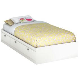 Twin Platform Bed White Storage Drawers
