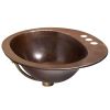 Copper Oval Bathroom Sink with Overflow & Faucet Holes