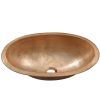 Unfinished Pure Copper Oval Bathroom Sink 19 Inch