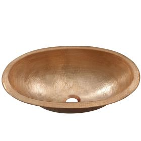 Unfinished Pure Copper Oval Bathroom Sink 19 Inch