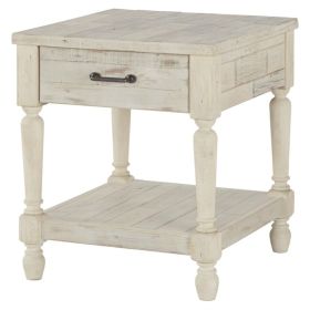 Cottage White 1-Drawer End Table with Shelf