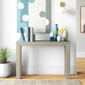 Solid Wood Modern Console Table in Beige Seashell Finish