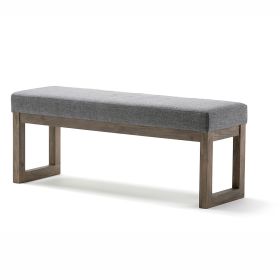 Modern Grey Upholstered Accent Bench with Wood Frame
