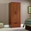 Tall Oak Wood Wardrobe Armoire with Drawer Shelf