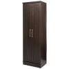 Tall Dark Oak Wardrobe Cabinet with Adjustable Shelves