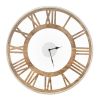 16" Farmhouse Natural Wood Roman Numeral Wall Clock