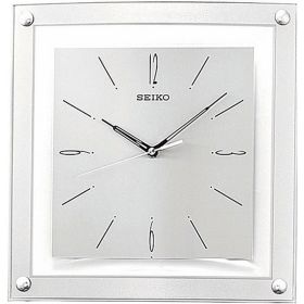 12.25-Inch Square Quiet Analog Wall Clock, Silver