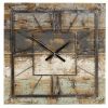 Industrial Farmhouse Square Wall Clock – Wood & Metal