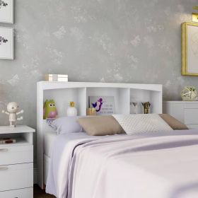 Full Size Modern Farmhouse Bookcase Headboard in White