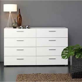 White Modern 8-Drawer Double Dresser – Contemporary Foil Finish
