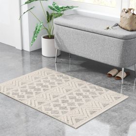 2x3 Wool Blend Area Rug Persian Grey Ivory