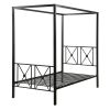 Twin Black Metal Canopy Bed Medallion