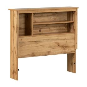 Twin Scandinavian Bookcase Headboard in Oak Wood Finish