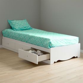 White Twin Platform Daybed with Storage Drawer