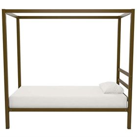 Twin Gold Metal Canopy Bed Frame