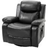 Faux Leather Massage Recliner Black Swivel