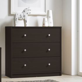 Modern Dark Brown 3-Drawer Wood Bedroom Chest