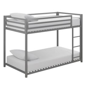 Low Profile Twin Silver Metal Bunk Bed