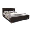 Queen Dark Brown Faux Leather Platform Bed