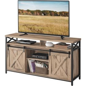 Farmhouse TV Stand with Barn Doors for 65 Inch TV