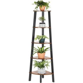 Slim Rustic Brown 4-Tier Corner Ladder Shelf