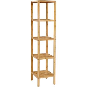 Slim 5-Tier Natural Bamboo Storage Shelf Rack