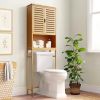 Bamboo Over-Toilet Storage Cabinet with Doors & Open Shelf