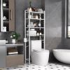 White Industrial Over-Toilet Storage Shelf with X-Frame
