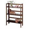 Walnut Wood 3-Shelf Folding Stackable Bookcase