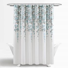 72-In Polyester Floral Shower Curtain Blue Grey