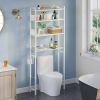 White Over-Toilet Storage Shelf with Hooks & Paper Holder
