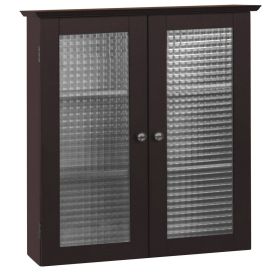 Espresso Bathroom Wall Cabinet with Glass Doors