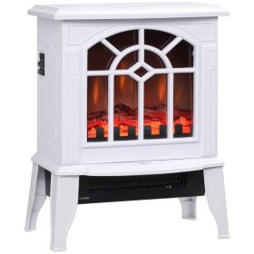 Freestanding Electric Fireplace Heater with Realistic LED Log Flame