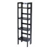Black Wood 4-Tier Folding Shelf Bookcase Tower