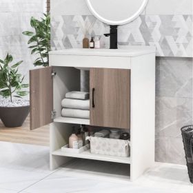25 Inch White Grey Bathroom Vanity Modern