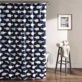 72x72 Polyester Shower Curtain Coastal Whale