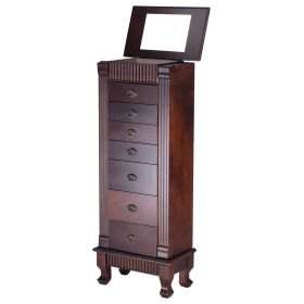 Classic 7-Drawer Wood Jewelry Armoire with Mirror