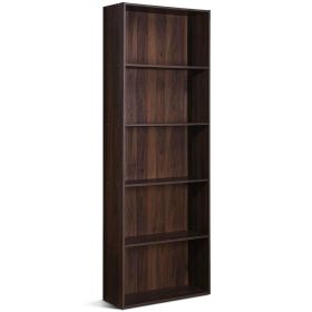 Modern 5-Tier Bookcase Storage Shelf in Brown Walnut