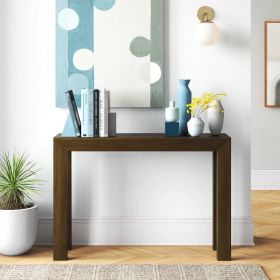 Solid Wood Modern Console Table in Dark Brown Walnut