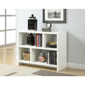 White Wood 2-Shelf Modern Console Bookcase Table