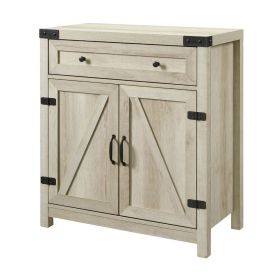 30-Inch Rustic Farmhouse Barn Door Storage Cabinet – White Oak