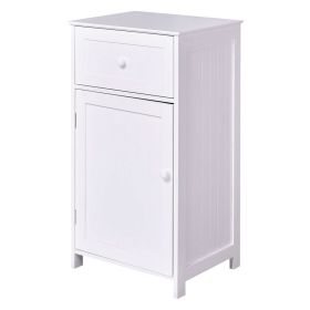 White Bathroom Storage Cabinet with Drawer & Door