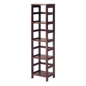 Narrow 4-Shelf Espresso Wood Ladder Bookcase