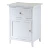 White Wood 1-Drawer Cabinet Nightstand