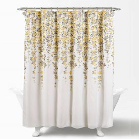 72x72 White Yellow Grey Floral Shower Curtain